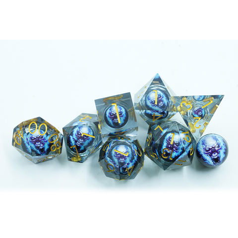 Yushun 7pcs set Blue Resin Polyhedral Ghost