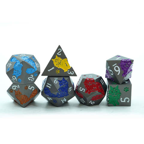 Custom 7pcs Polyhedral Black Metal Dice Set