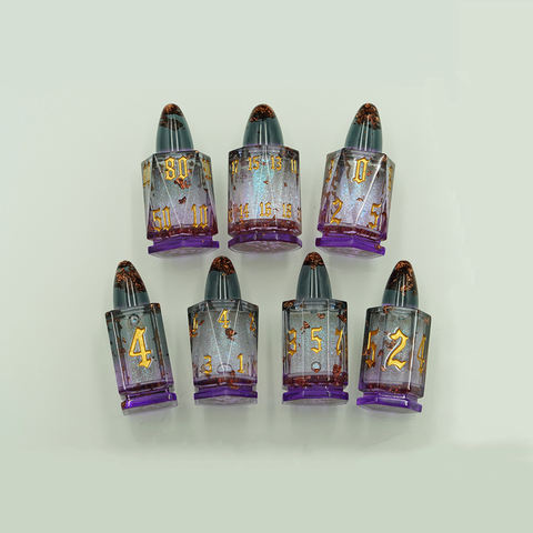 Custom Miniature Bottle Resin Dice Set Unique