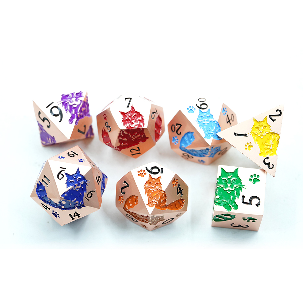 Customized Yushun DND Polyhedral Zinc Alloy Metal Dice