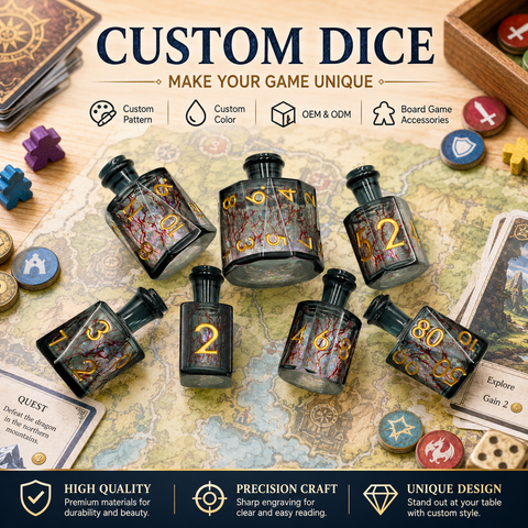 Custom Resin Sharp Edge Dice Set Bottle