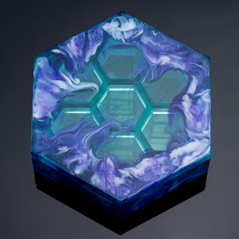 Magnetic Closure Resin Blue Dice Storage Box