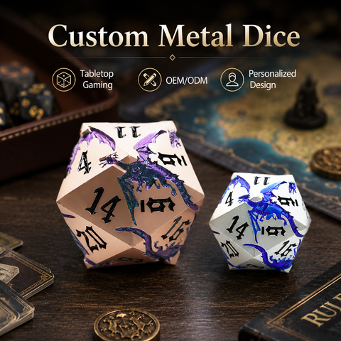 Personalized D20 Metal Dice Set Custom Color