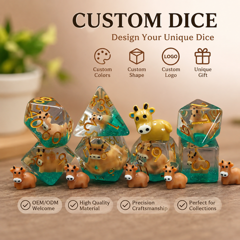 Custom Rounded Bull Resin Dice Set Handmade