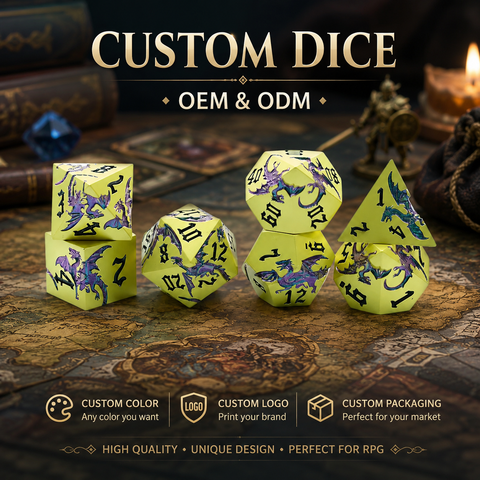Luxury 7pcs Debossed Fly Dragon Polyhedral Dnd