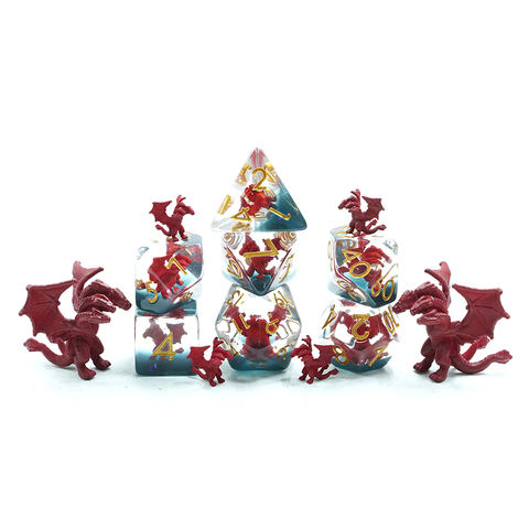 7 Piece DND Dice Set Red Five